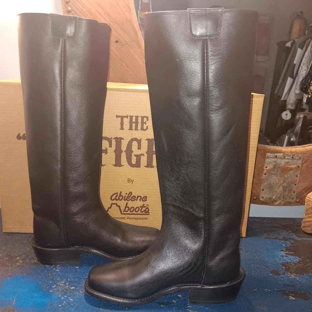 Abilene Black Leather Knee High Riding Boots - Picture 4 of 6